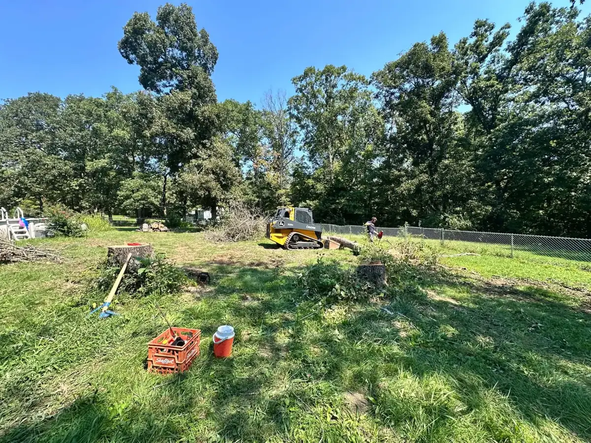MJB Landscaping track loader cleaning up a property near Sullivan, MO